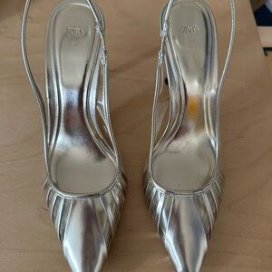 Zara Metallic Silver Women's Heels